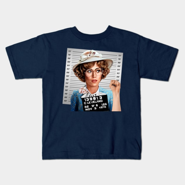 Jane Fonda Mugshot Kids T-Shirt by Zbornak Designs